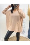 WOOL SWEATER 2 POUCHES AH179 PINK