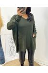 WOOL SWEATER 2 POUCHES AH179 KAKI
