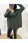 WOOL SWEATER 2 POUCHES AH179 KAKI