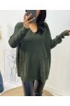WOOL SWEATER 2 POUCHES AH179 KAKI