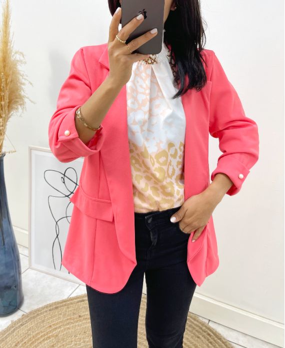 CHAQUETA BLAZER MANGAS PERLA PE643 CORAL