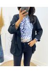 TOP PRINTED COLLAR UPRIGHT PE885 NAVY BLUE