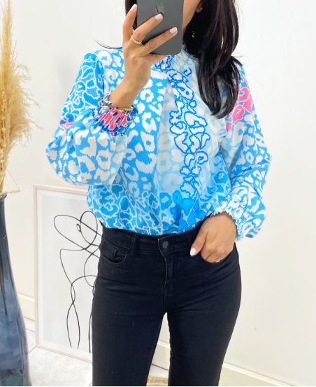 TOP PRINTS HIGH NECK PE885 ROYAL BLUE