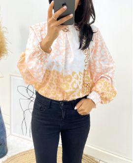 TOP PRINTS NECK AMOUNT PE885 TAUPE