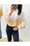 TOP PRINTS NECK AMOUNT PE885 TAUPE