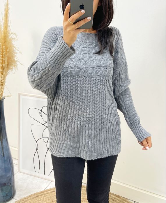 TWISTED SWEATER AH143 DARK GREY