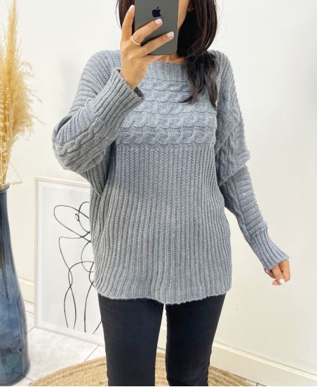 TWISTED SWEATER AH143 DARK GREY