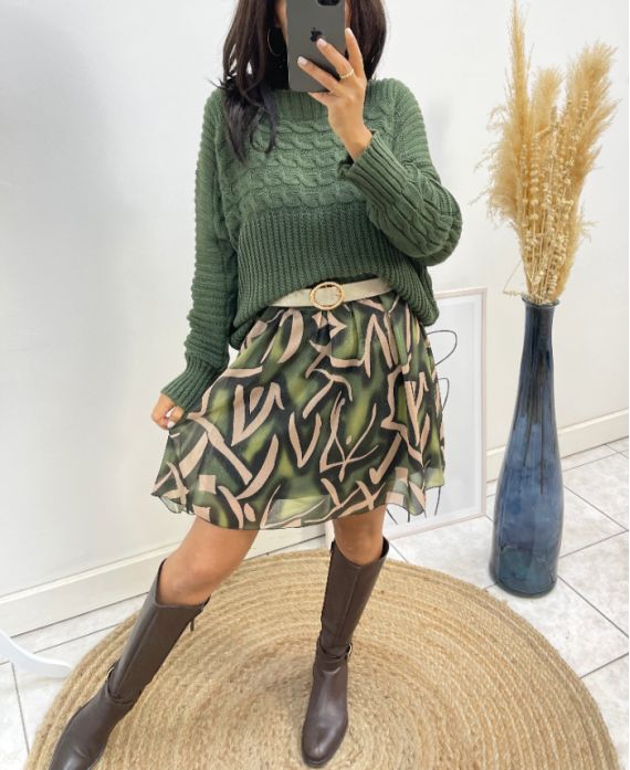 TWISTED SWEATER AH143 MILITARY GREEN