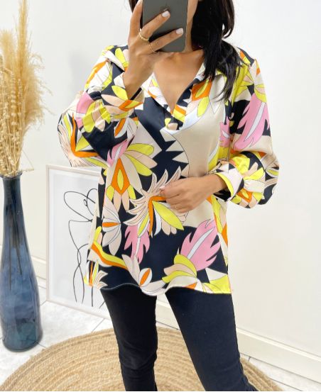 SATINE PE322 BLOUSE ZWART