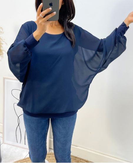 TOP DOUBLE CURTAIN AH313 NAVY BLUE