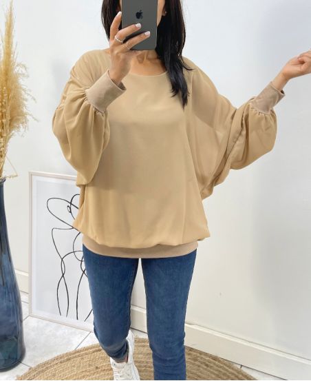 TOP DOUBLE VEIL AH313 BEIGE