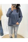 SWEATER SCHOUDERS PARELS 12031 BLAUW