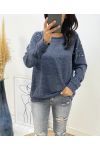 SWEATER SCHOUDERS PARELS 12031 BLAUW