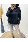 SWEATER SHOULDERS PEARLS 12031 BLACK