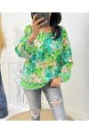 FLORAL DOUBLE BLOUSE PE42 GREEN