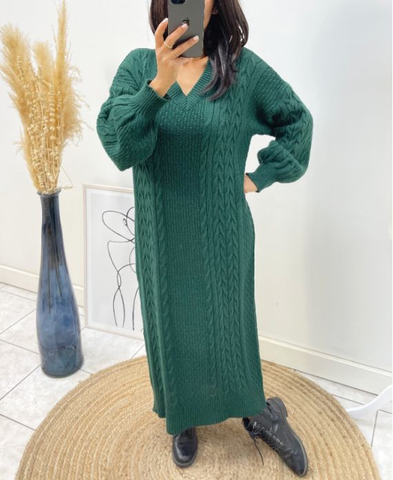 LONG KNIT DRESS AH340 KAKI