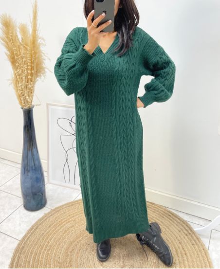 LONG KNIT DRESS AH340 KAKI