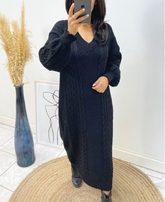 LONG MESH DRESS AH340 BLACK