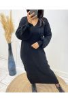 ROBE LONGUE MAILLE AH340 NOIR