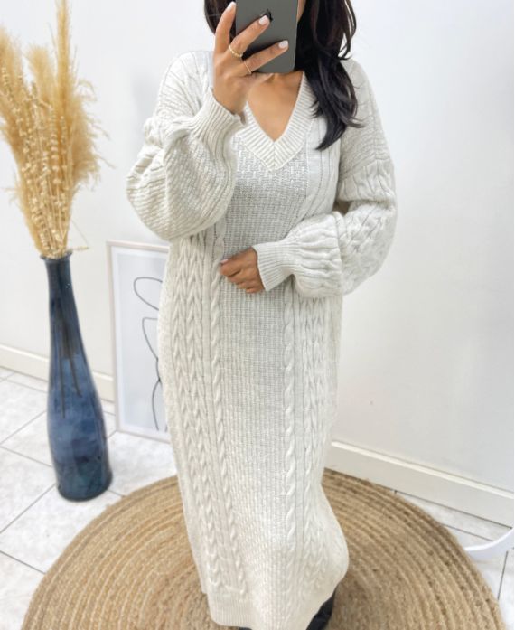 LONG MESH DRESS AH340 BEIGE