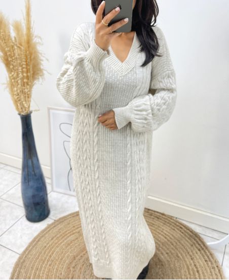 LONG MESH DRESS AH340 BEIGE
