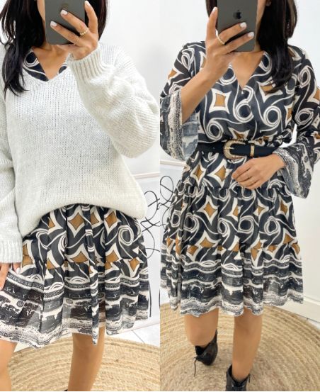 PE44 PRINTED DRESS BLACK