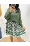 PE44 GREEN PRINTED DRESS