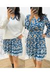 ROBE IMPRIMEE PE44 BLEU