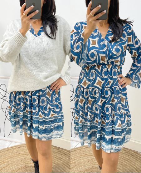 BLUE PE44 PRINTED DRESS