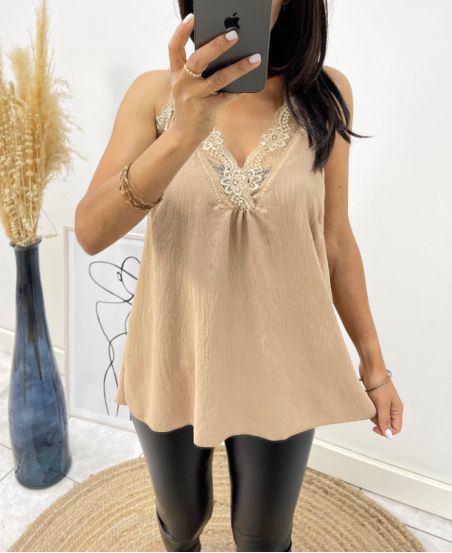 TOP CARACO PIZZO AH296 BEIGE