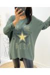 MAGLIONE FINE STAR THE BEST 2104 VERDE MILITARE