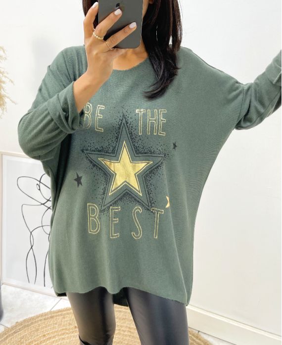 MAGLIONE FINE STAR THE BEST 2104 VERDE MILITARE