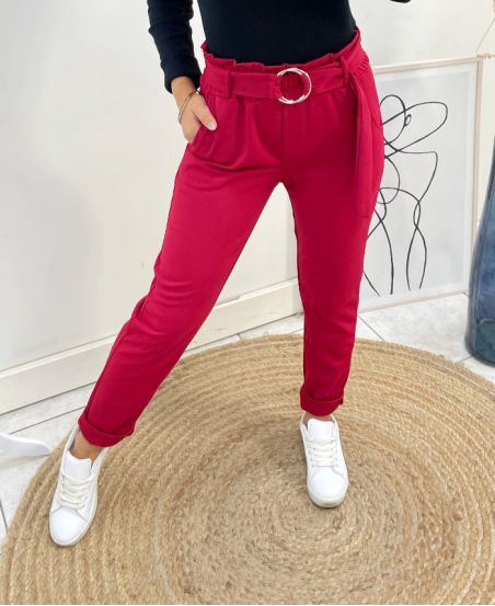 RIEM BROEK GESP S-M-L-XL AH345 BORDEAUXROOD