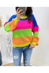 SHORT MULTICOLORED SWEATER AH413 ROYAL BLUE