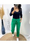 PANTALON + CEINTURE A NOUER AH430 VERT EMERAUDE