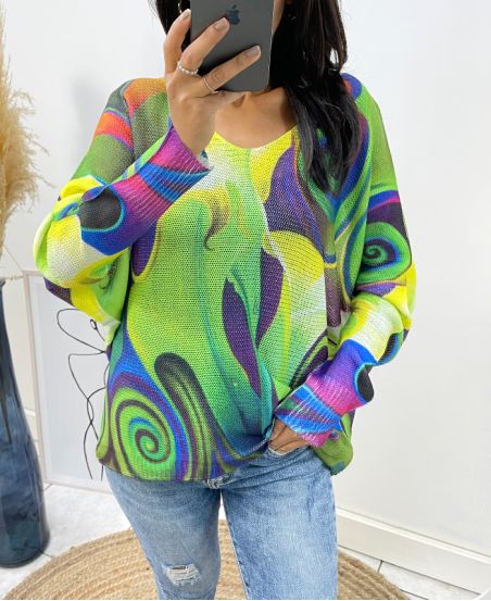 GREEN IMPRESSIVE SWEATER AH35