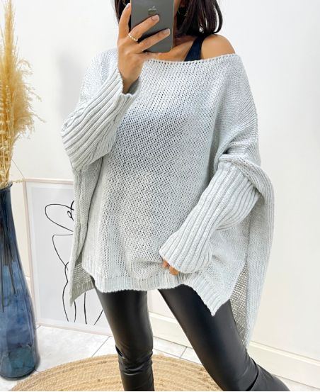 PULLOVER A GROSSE MAILLE OVERSIZE AH171 GRIS