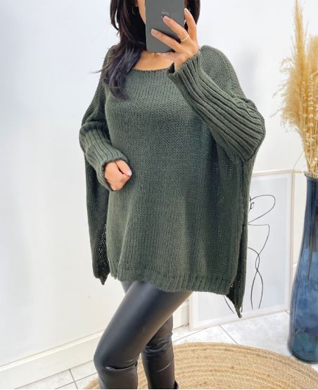 OVERSIZE LARGE MESH SWEATER AH171 KAKI