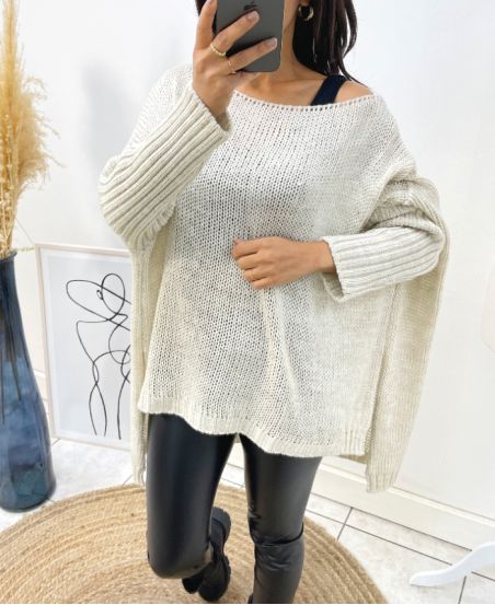 PULLOVER A GROSSE MAILLE OVERSIZE AH171 BEIGE