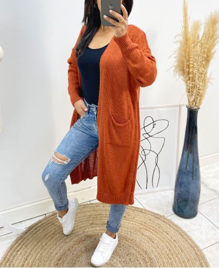 LONG POCKET VEST AH490 BRICK
