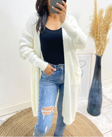 LONG POCKET VEST AH490 WHITE