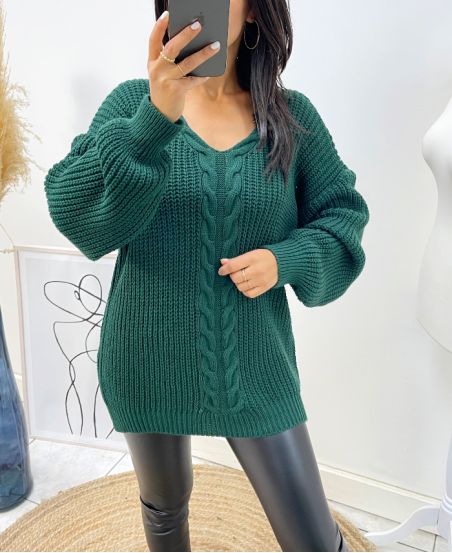 MAGLIONE OVERSIZE LARGE TWISTED MESH AH173 VERDE