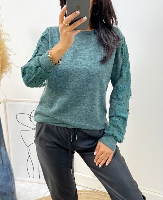 LACE 12037 ÄRMEL SWEATSHIRT MILITÄRGRÜN