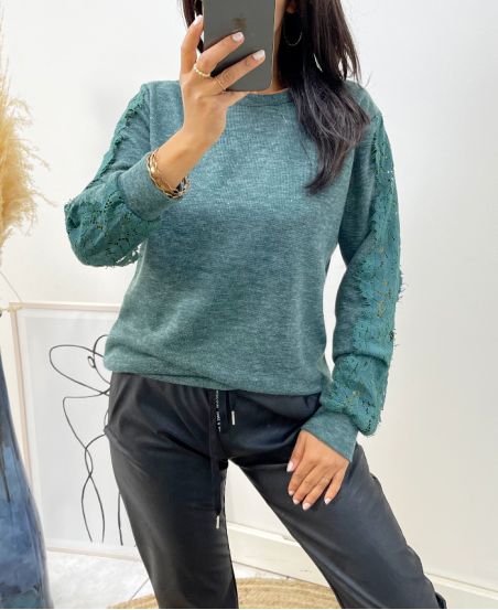 LACE 12037 ÄRMEL SWEATSHIRT MILITÄRGRÜN