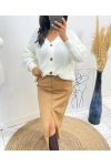 SHORT BUTTON VEST AH507 WHITE