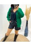 SHORT BUTTON VEST AH507 EMERALD GREEN