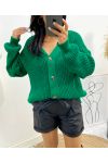 SHORT BUTTON VEST AH507 EMERALD GREEN