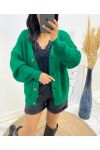 SHORT BUTTON VEST AH507 EMERALD GREEN