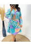 PE871 BLUE PRINTED OVERSIZED DRESS