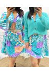 PE871 BLUE PRINTED OVERSIZED DRESS